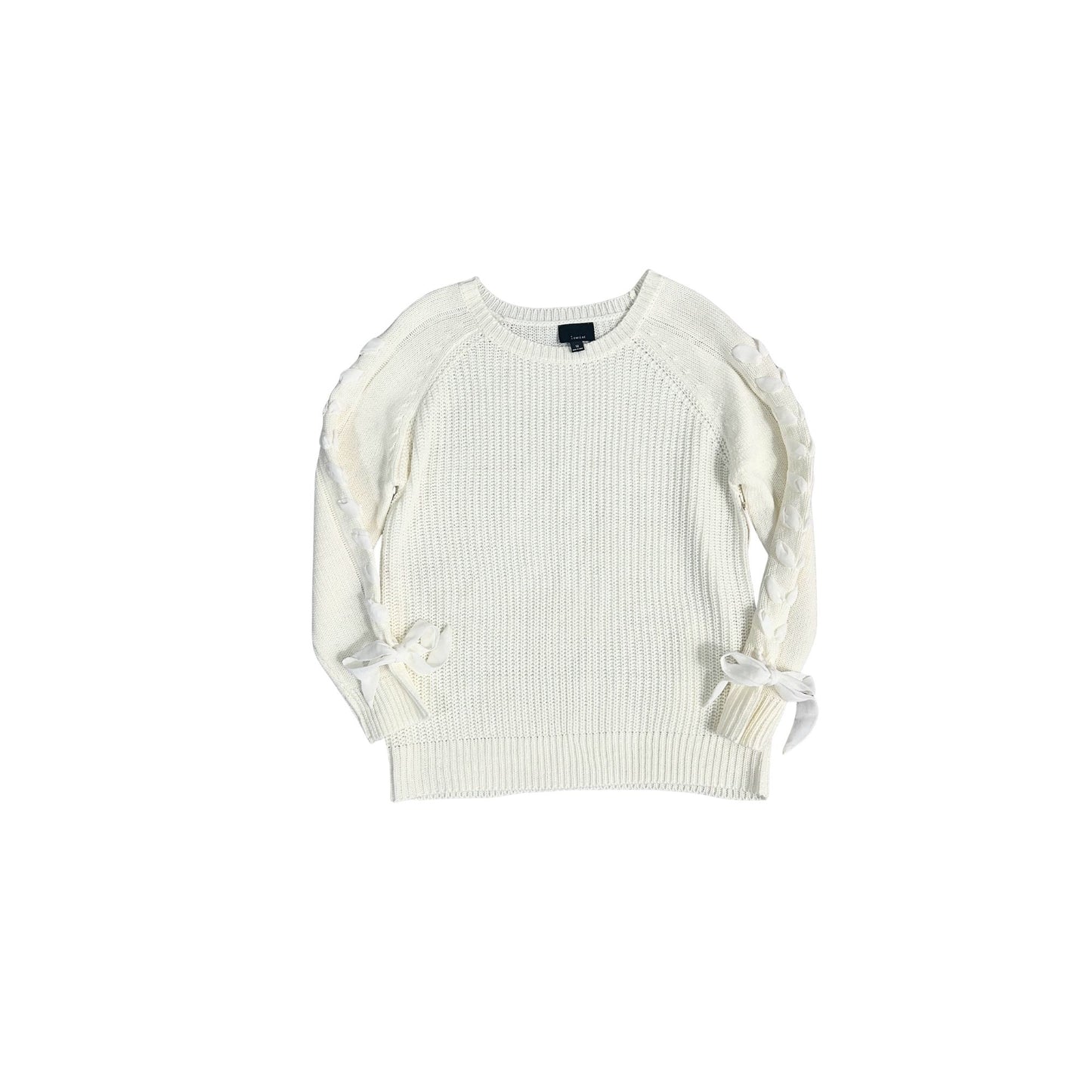 Cream Lace Up Bow Sleeve Sweater