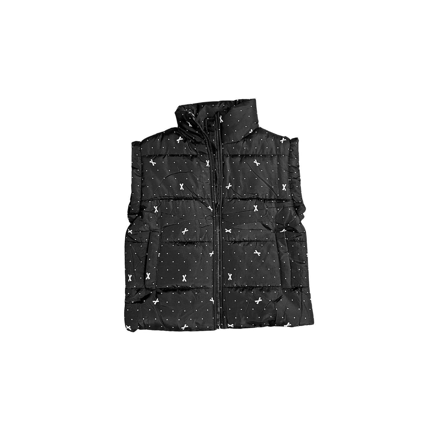 Black Bow Puffer Vest