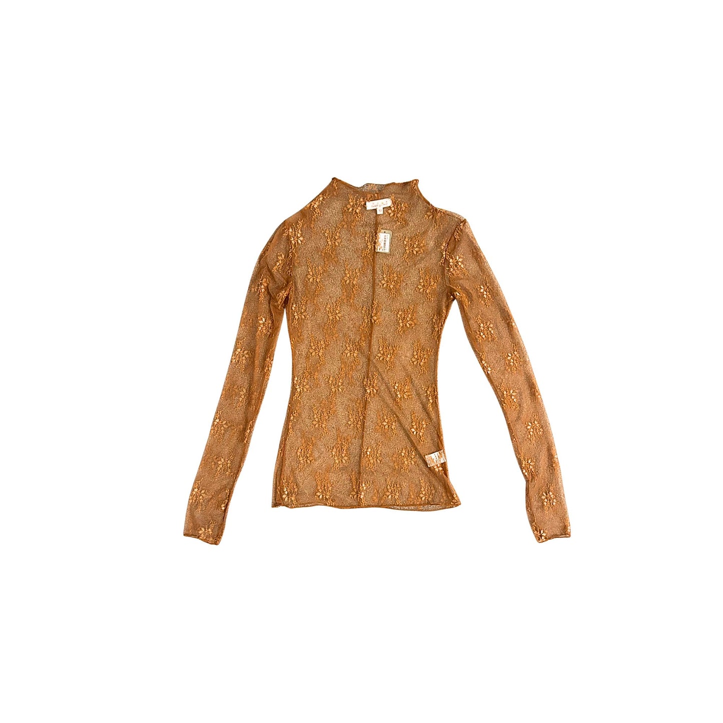 Camel Lace Mesh Top