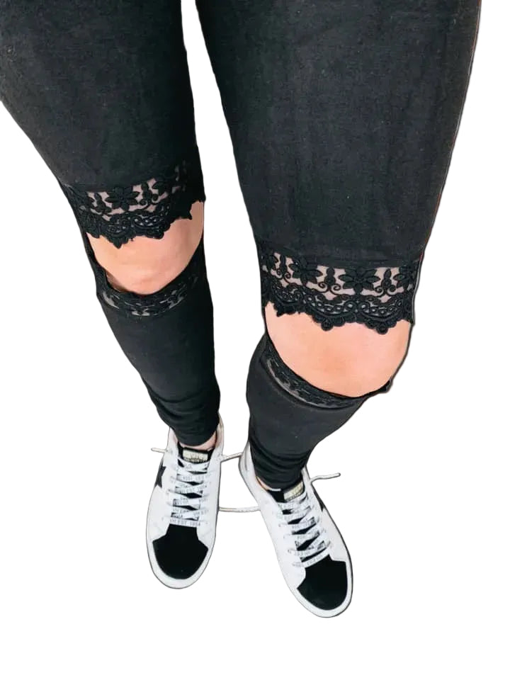 Black Lace Cut Out Leggings