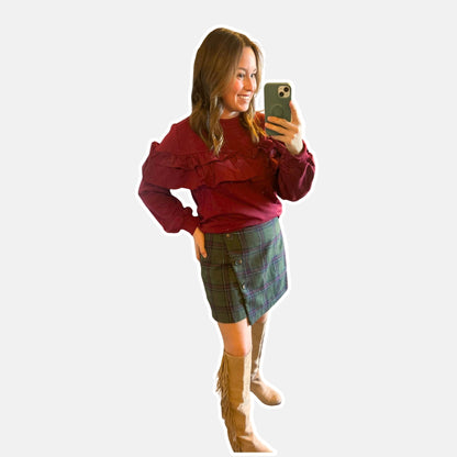 Dark Green Flannel Skirt