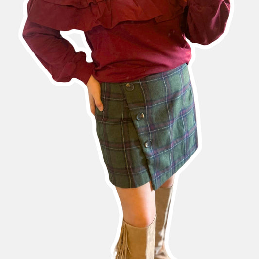 Dark Green Flannel Skirt