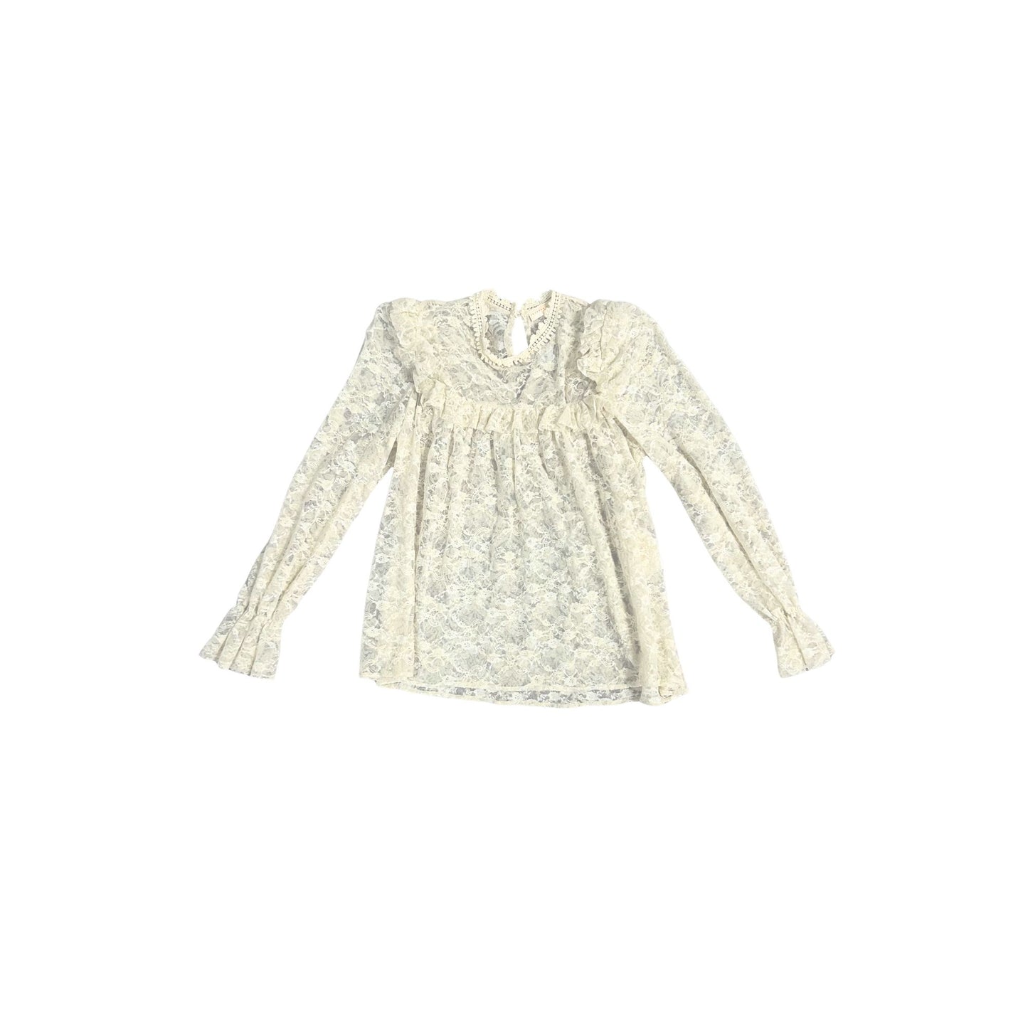 Cream Lace & Ruffle Long Sleeve