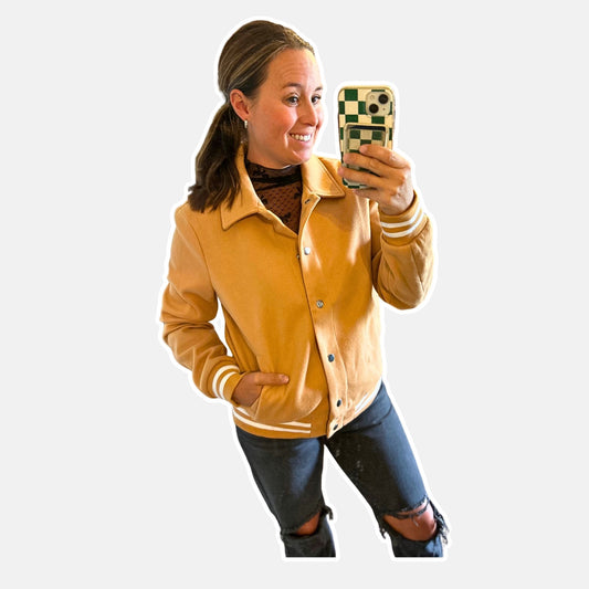 Camel Wool Inspired Varsity Jacket