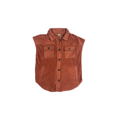 Rust Fleece Vest Shacket