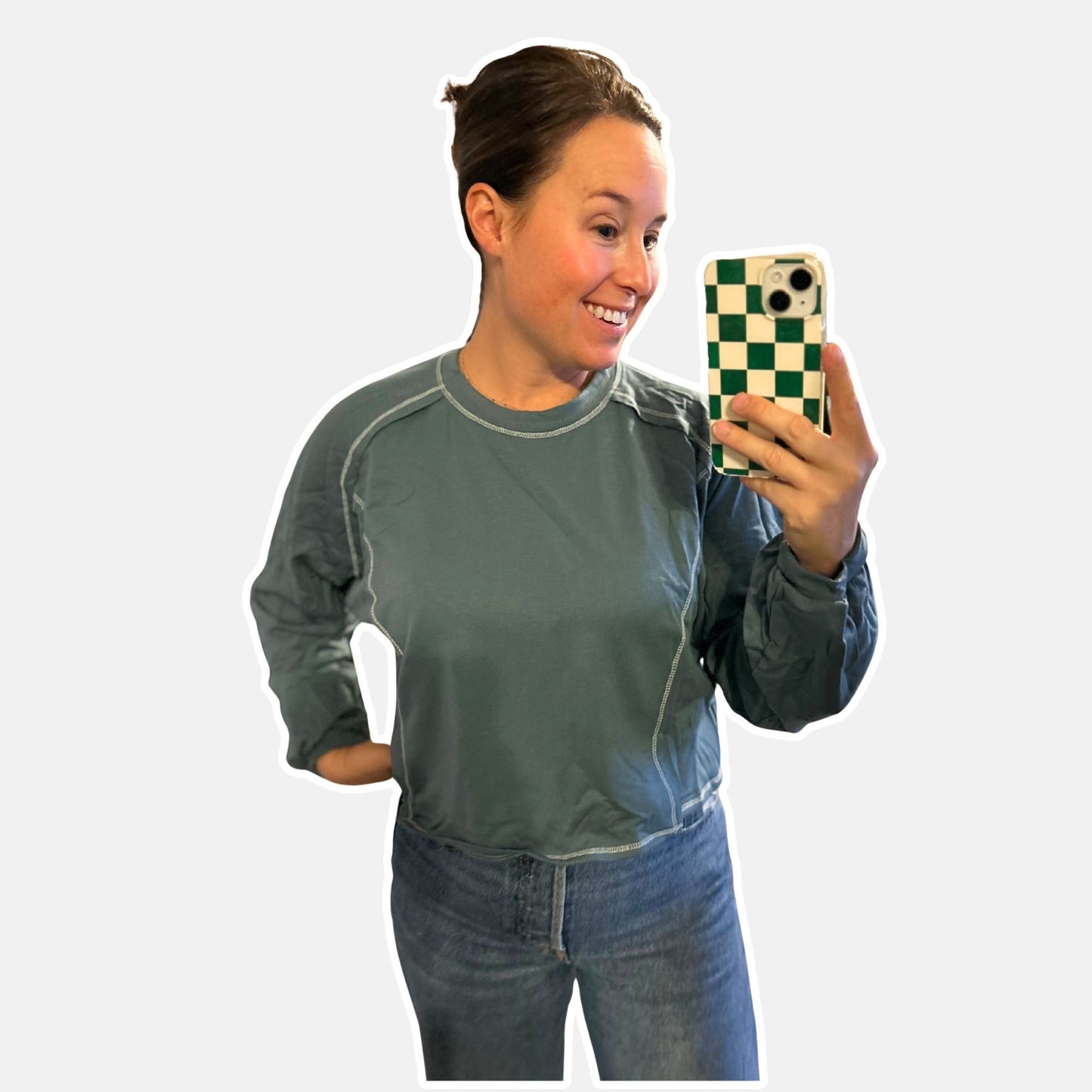 Dusty Teal Stitched Top