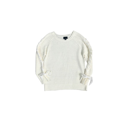 Cream Lace Up Bow Sleeve Sweater