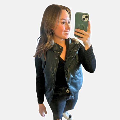 Black Faux Leather Vest