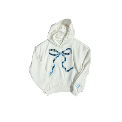 Embroidered Bow Hoodie Sweatshirt - Ivory