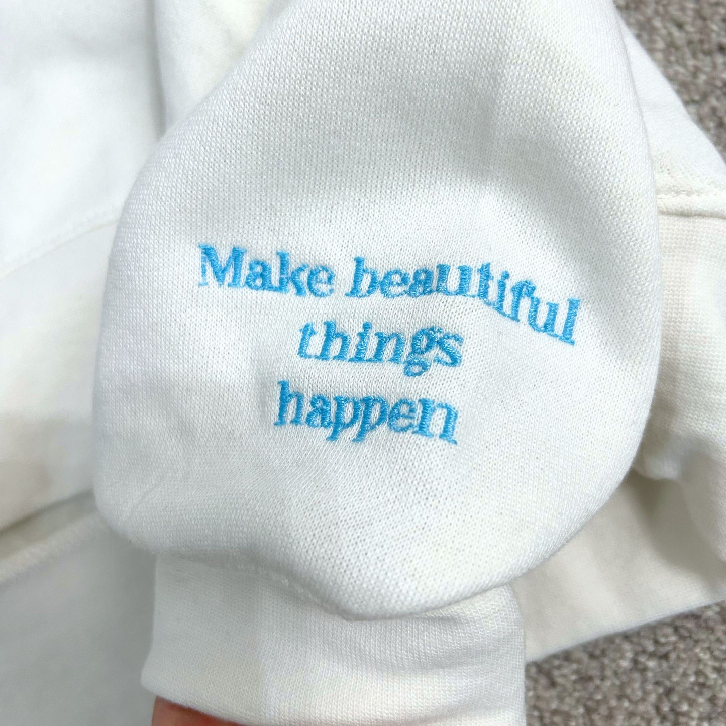 Embroidered Bow Hoodie Sweatshirt - Ivory