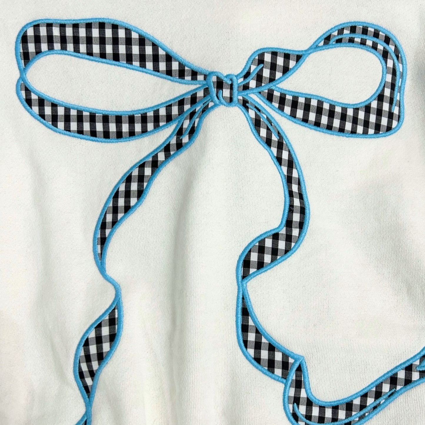 Embroidered Bow Hoodie Sweatshirt - Ivory