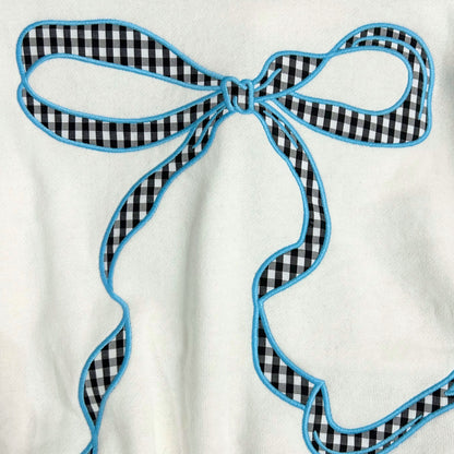 Embroidered Bow Hoodie Sweatshirt - Ivory