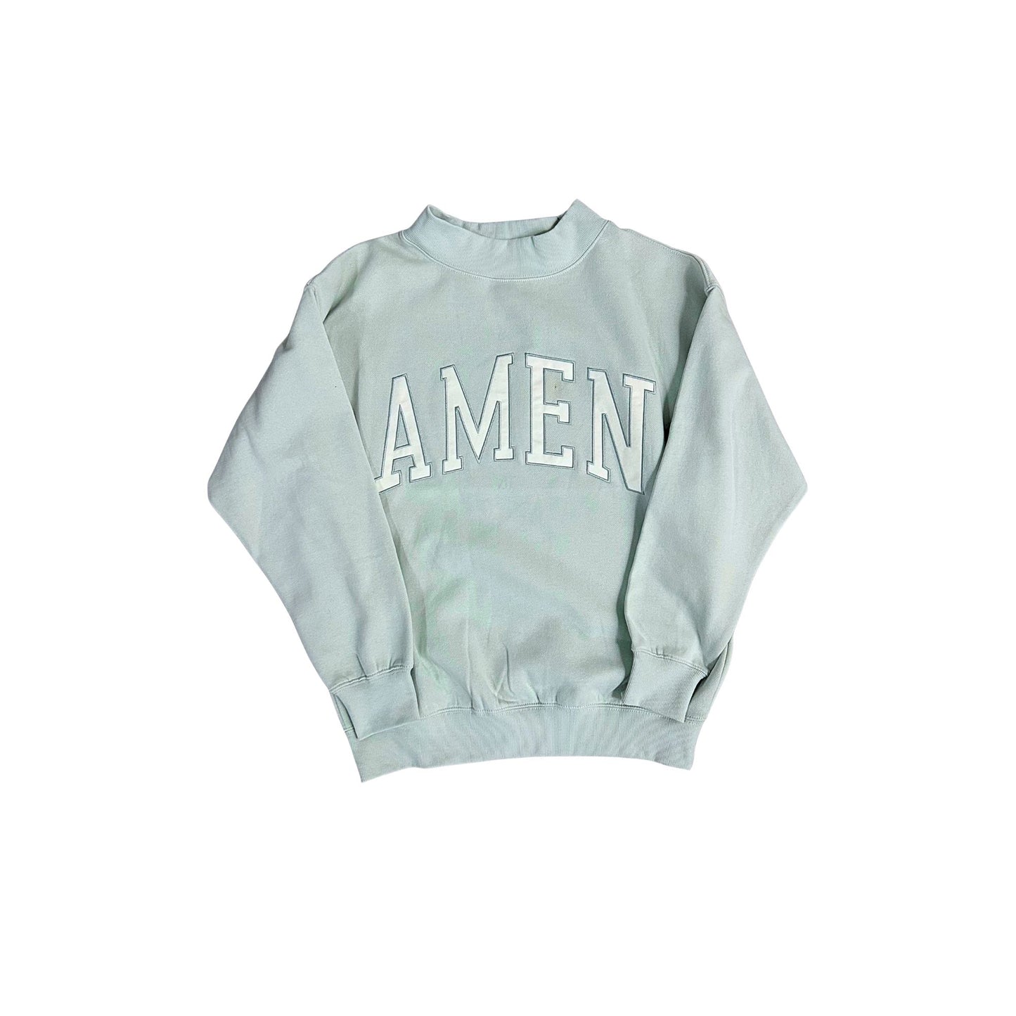 Amen Mock Neck Pullover Sweatshirt - Ice Green