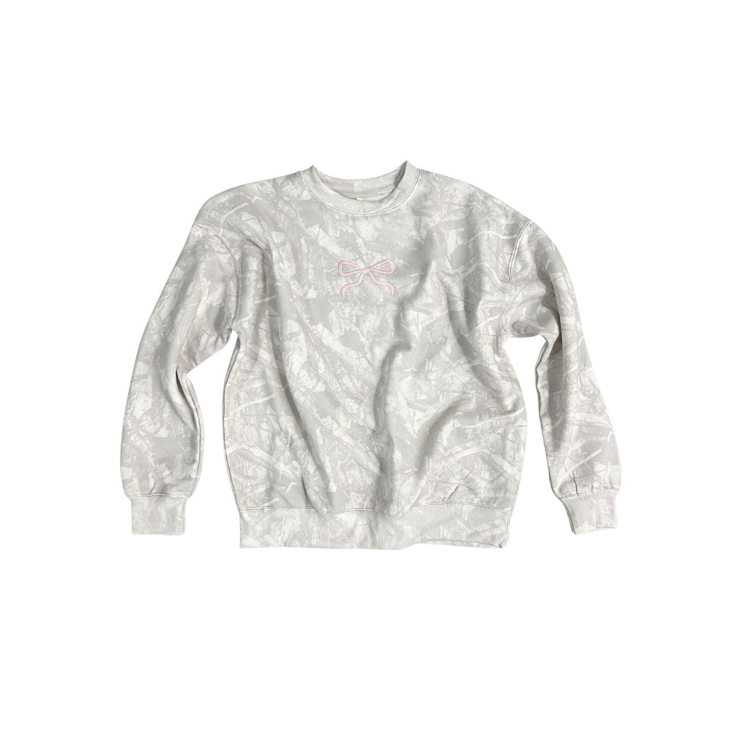 Camo Embroidered Bow Crew Neck