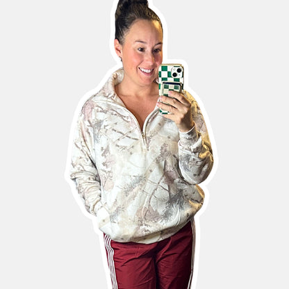 Camo Half Zip Fleece Pullover Sweatshirt