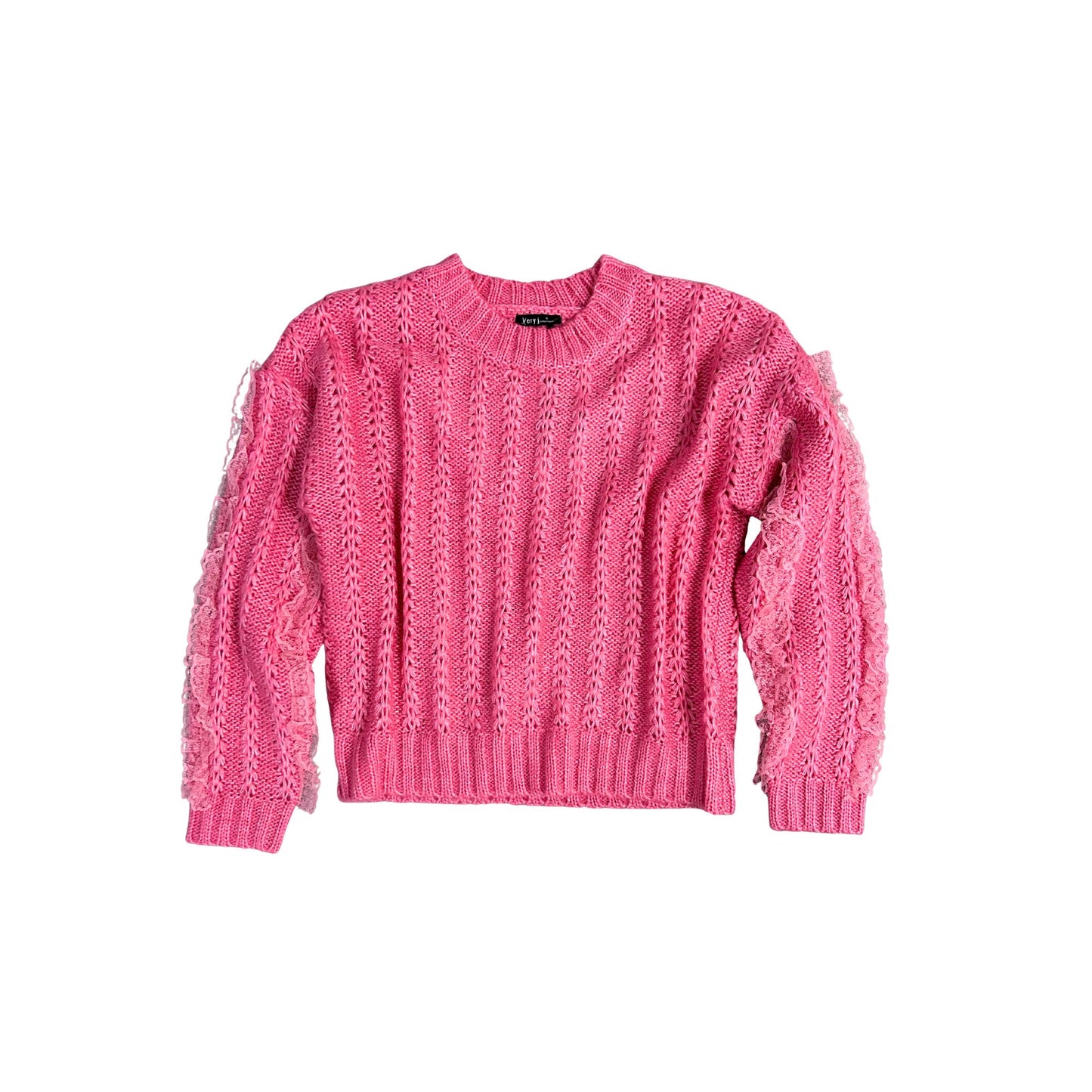 Pink Lace Trim Sweater