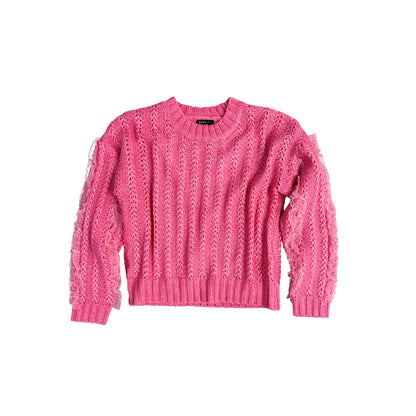 Pink Lace Trim Sweater