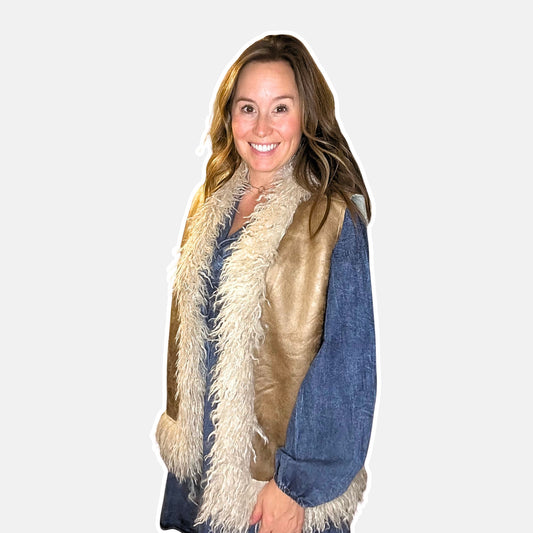 Sherpa & Suede Boho Vest