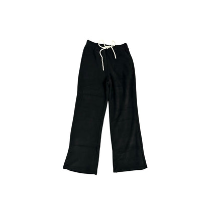 Cozy Soft Fleece Wide Leg Scuba Lined Sweatpants - Black
