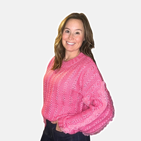 Pink Lace Trim Sweater