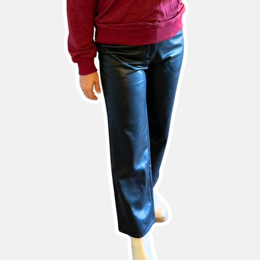 Black Faux Leather Cropped Pants