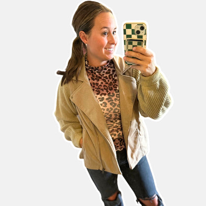 Tan Corduroy Sweater Sleeve Jacket