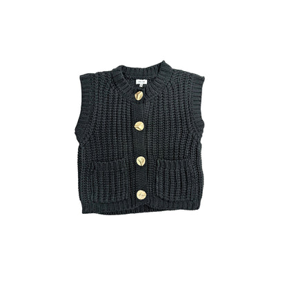 Black Chunky Knit Sweater Vest