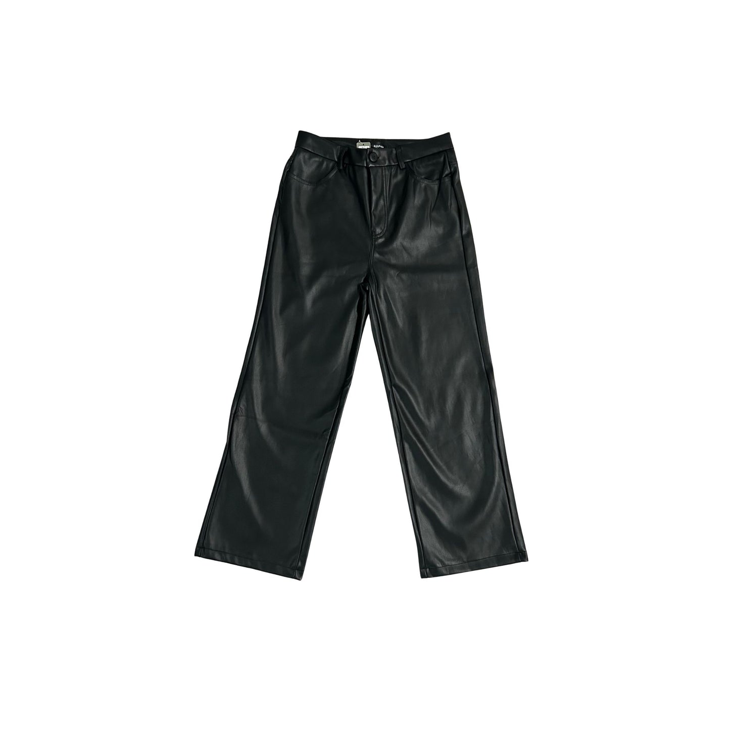 Black Faux Leather Cropped Pants