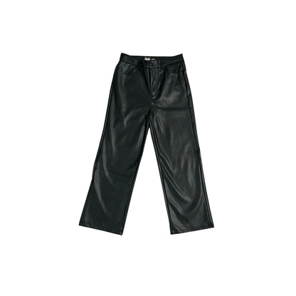 Black Faux Leather Cropped Pants