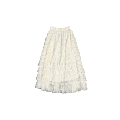 Cream Ruffle Tulle Skirt