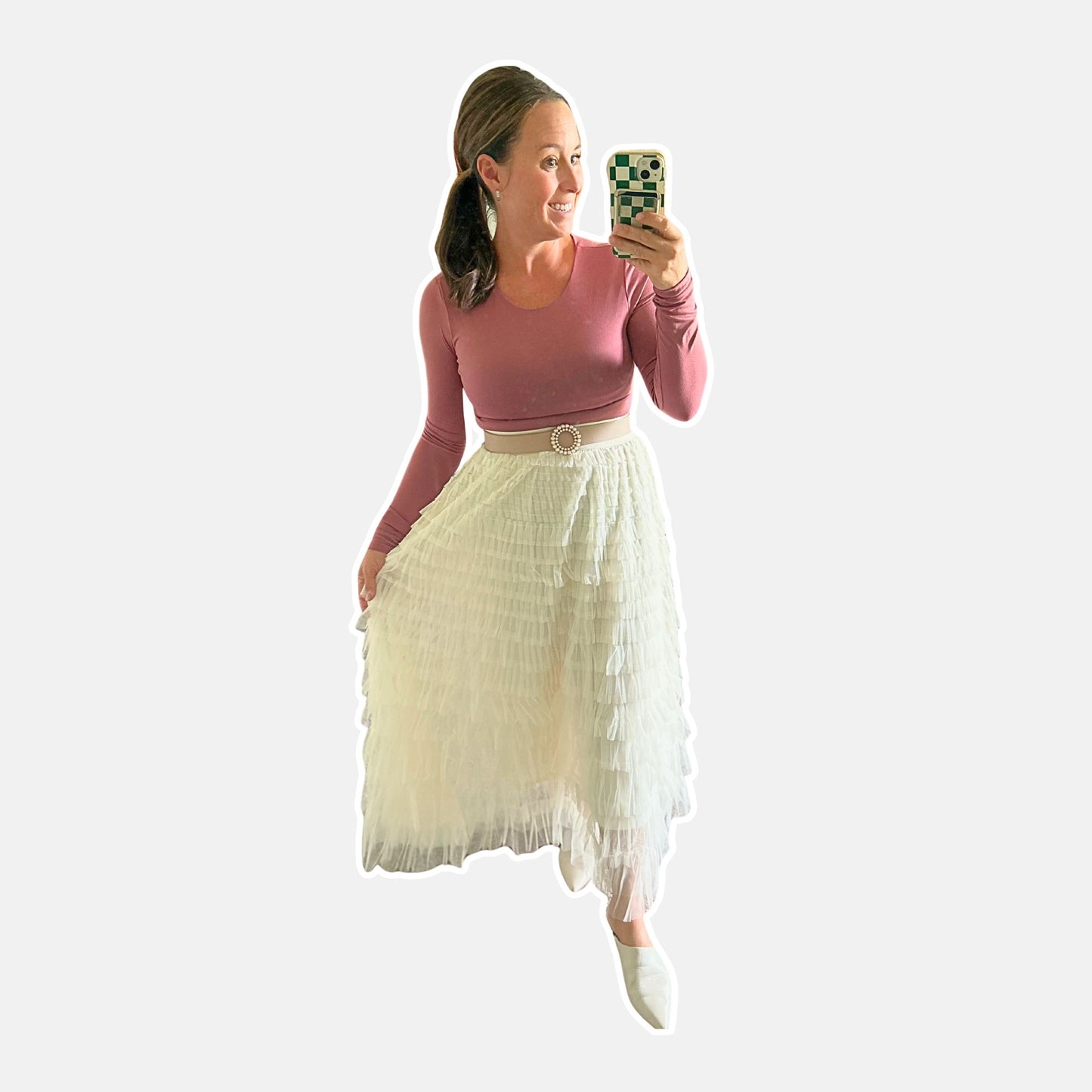 Cream Ruffle Tulle Skirt