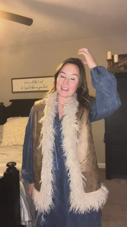 Sherpa & Suede Boho Vest