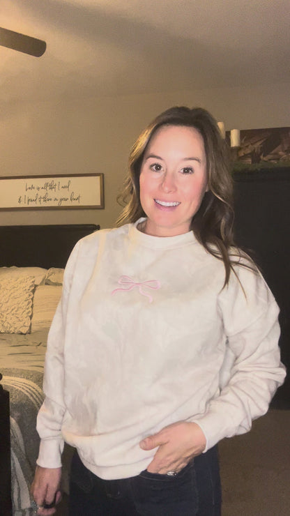 Camo Embroidered Bow Crew Neck
