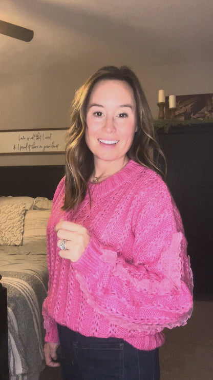 Pink Lace Trim Sweater