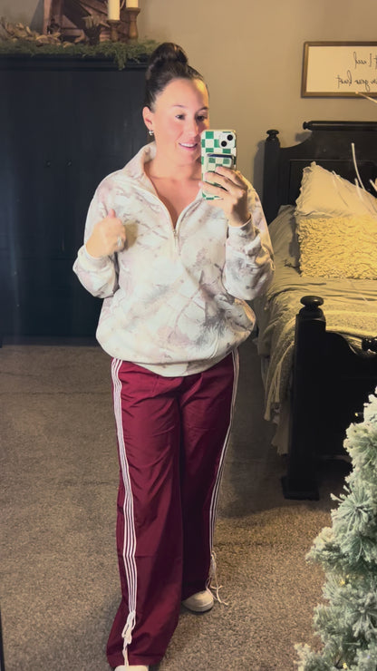 Camo Half Zip Fleece Pullover Sweatshirt