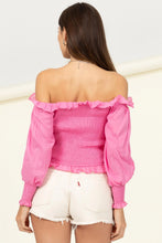 Load image into Gallery viewer, Bubblegum Pink Smocked Off the Shoulder
