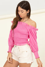 Load image into Gallery viewer, Bubblegum Pink Smocked Off the Shoulder
